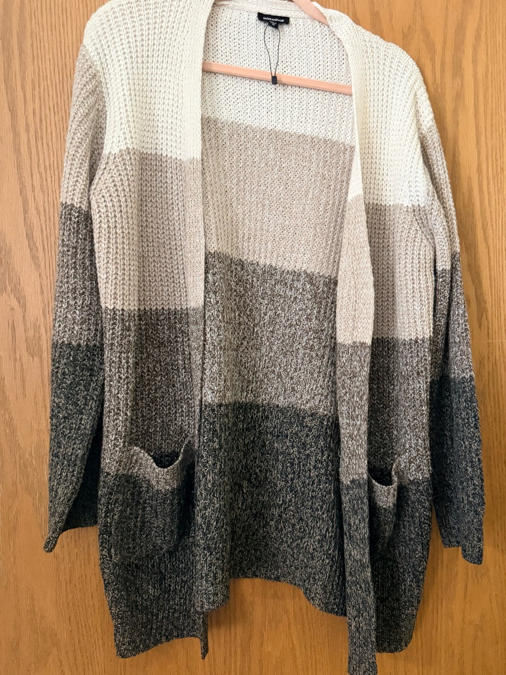 mittoshop Neutral Gradient Open-Front Cardigan - Cream, Tan, Gray, Black
